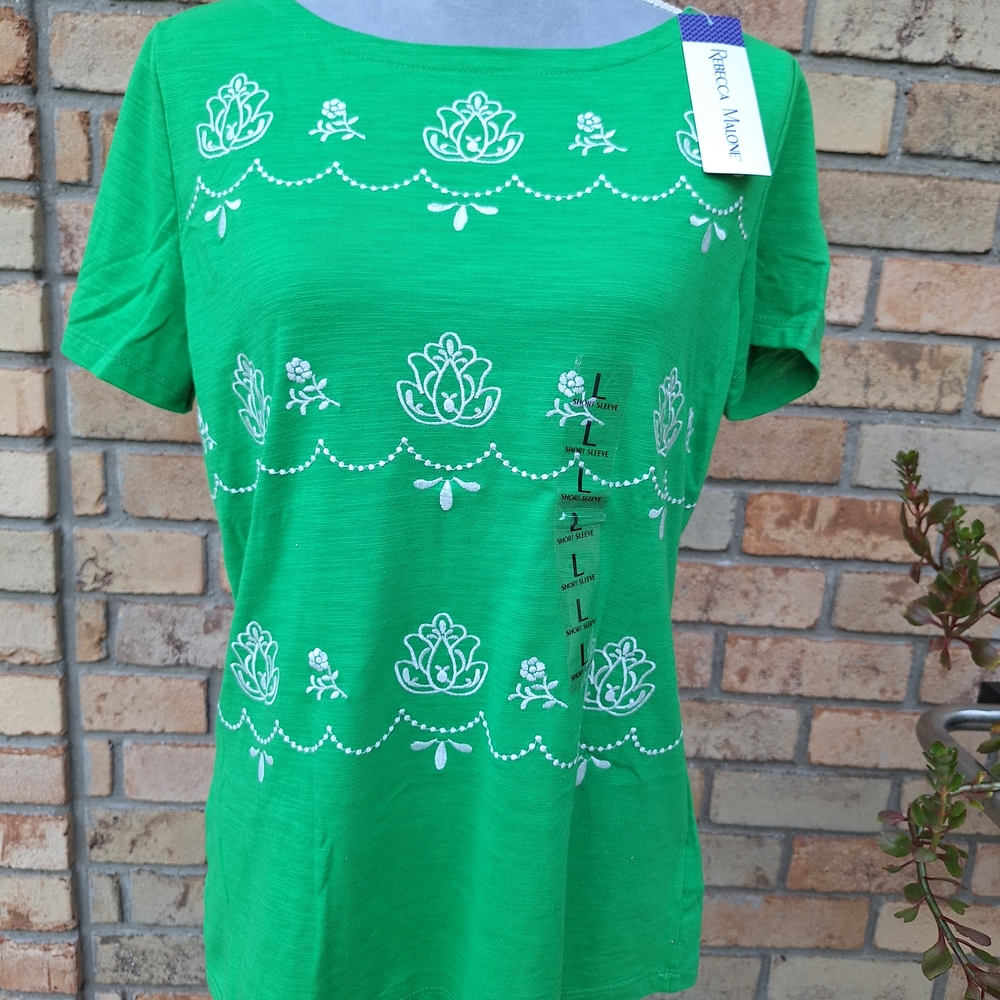 Rebecca Malone Green Graphic Polo Tee